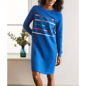 Boden Mabel Dress Sz Small Cobalt Blue Metallic Summit Stripe Textured Cotton